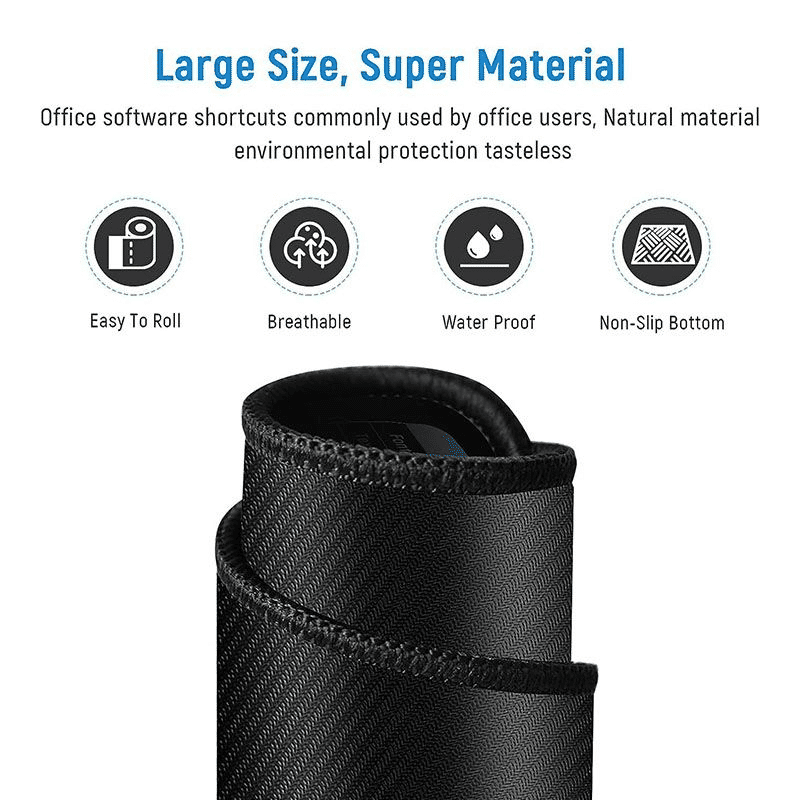 Extra Large Ocean Wave Gaming Desk Mat with English Shortcut Keys, Non-Slip Rubber Base