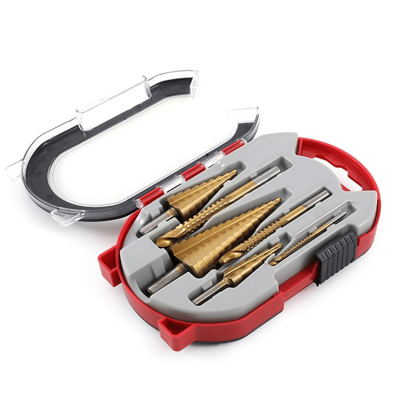 Titanium-Plated Pagoda Drill Bit Set 6-Piece Woodworking Hole Opener
