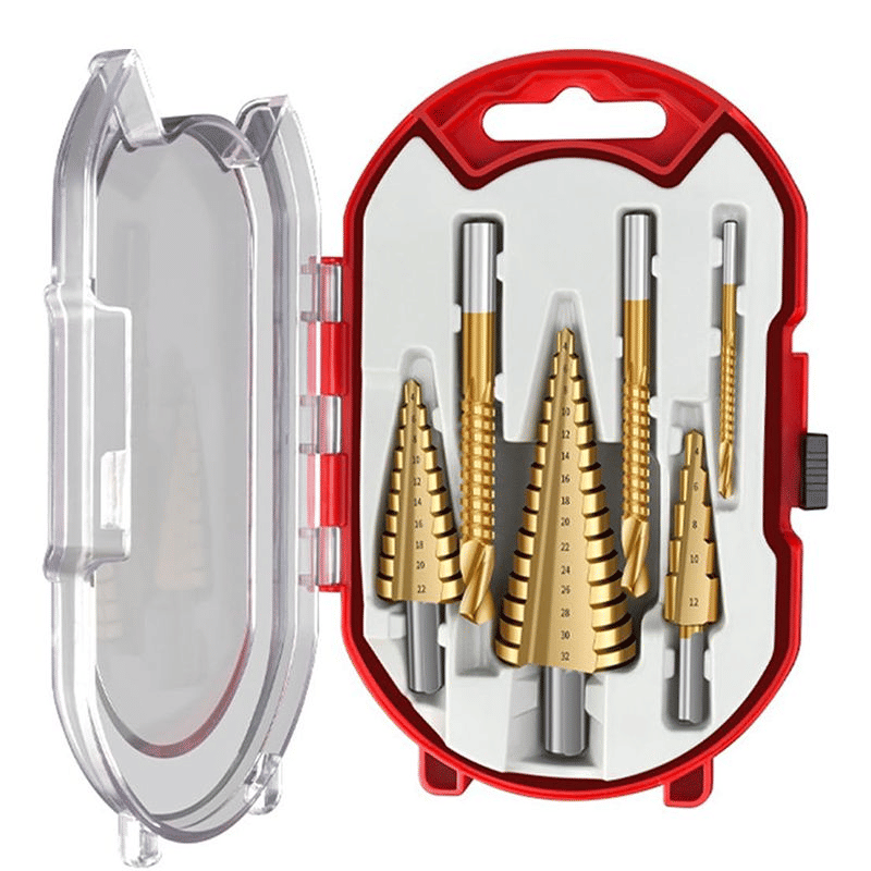Titanium-Plated Pagoda Drill Bit Set 6-Piece Woodworking Hole Opener