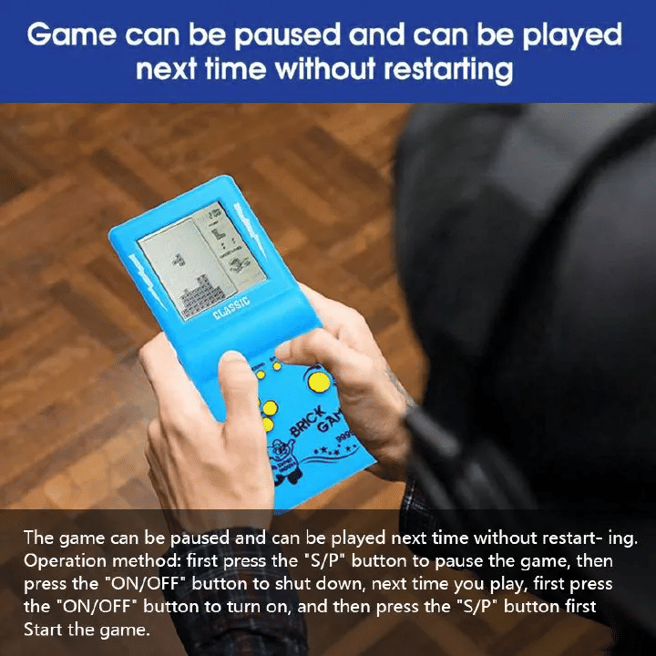 Classic Retro Handheld Tetris Brick Game Console Large Screen Blue