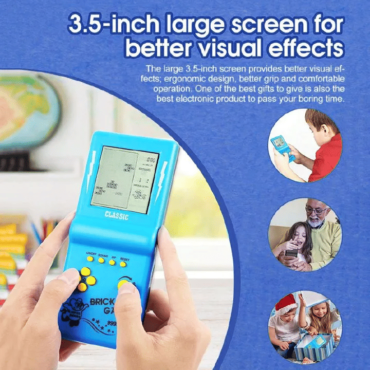 Classic Retro Handheld Tetris Brick Game Console Large Screen Blue