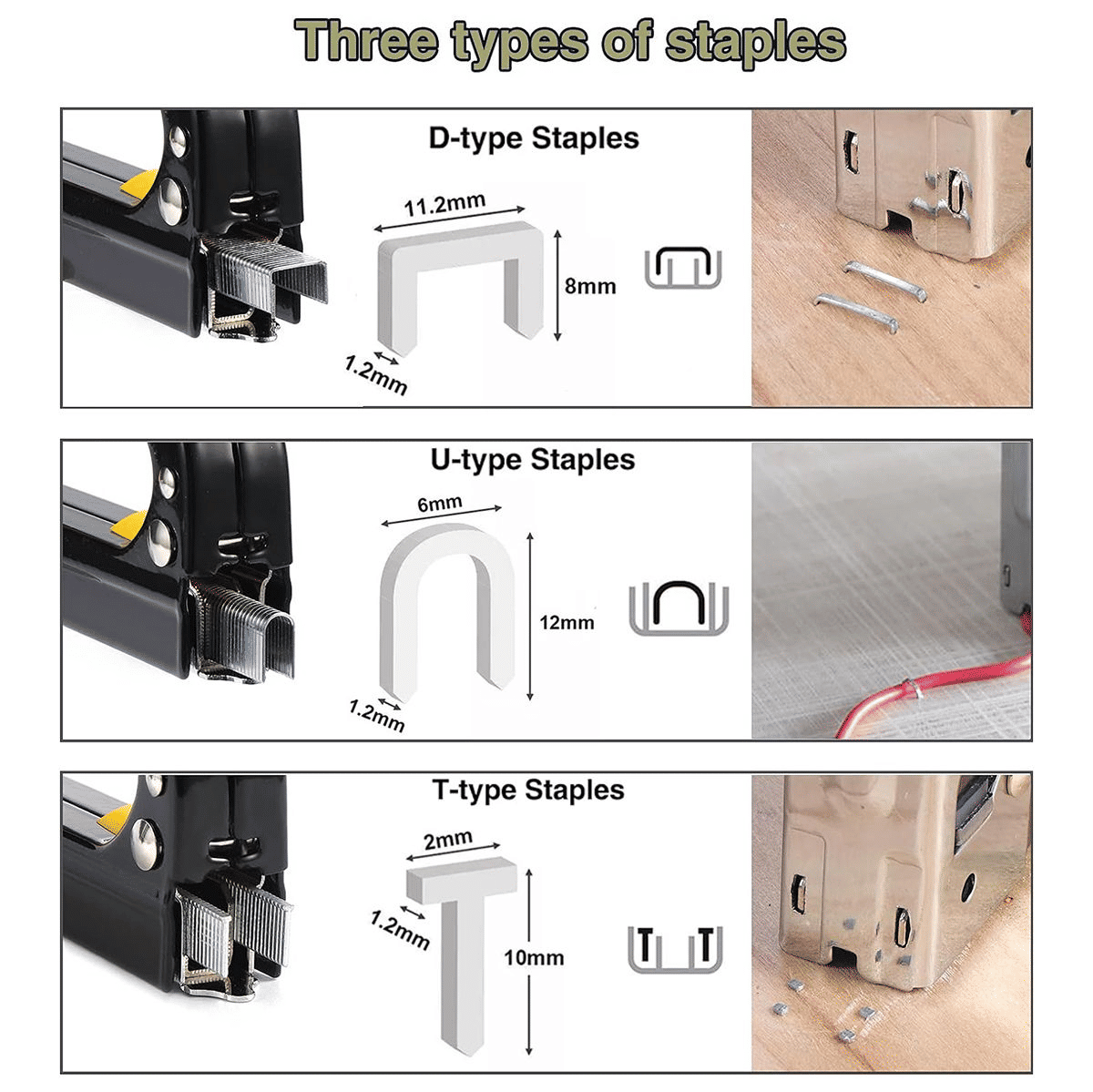 SXCHEN 3 In 1 Manual Nail Gun Heavy Duty Upholstery Stapler