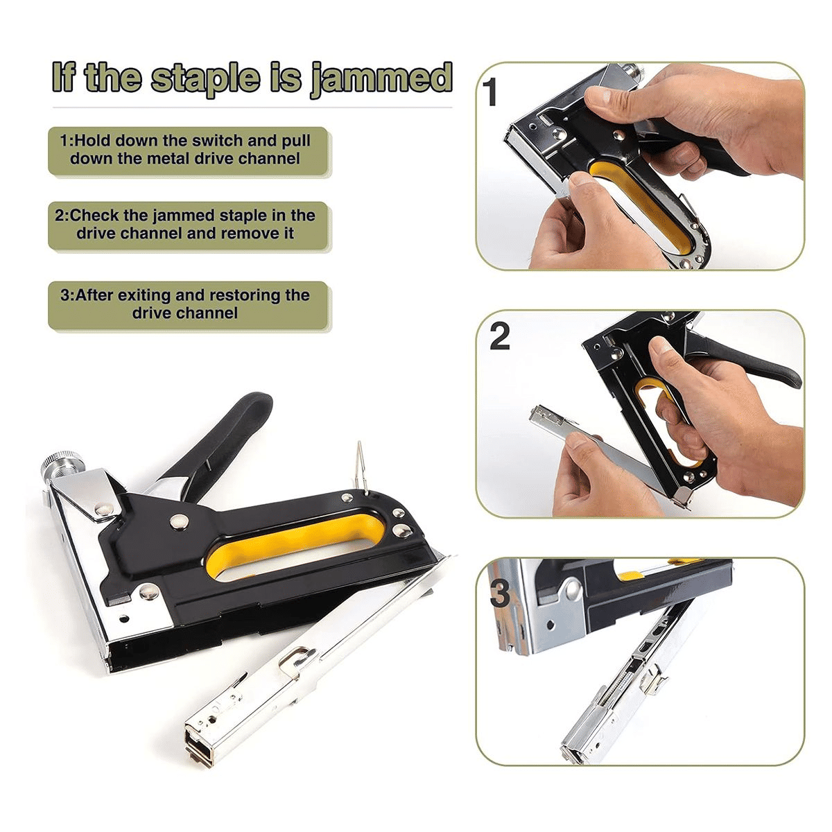 SXCHEN 3 In 1 Manual Nail Gun Heavy Duty Upholstery Stapler