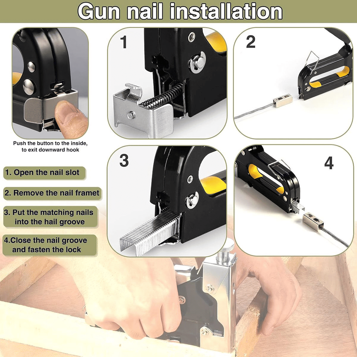 SXCHEN 3 In 1 Manual Nail Gun Heavy Duty Upholstery Stapler