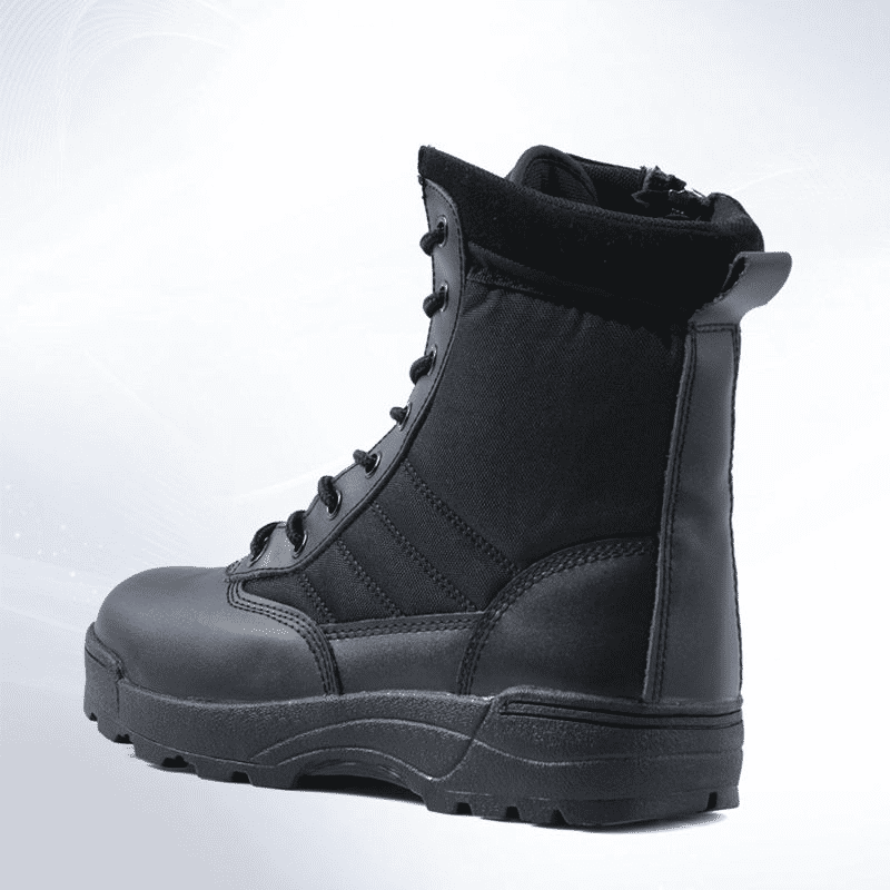 SHJO Men's Black High-Top Tactical Combat Boots - Durable Waterproof Military Hiking