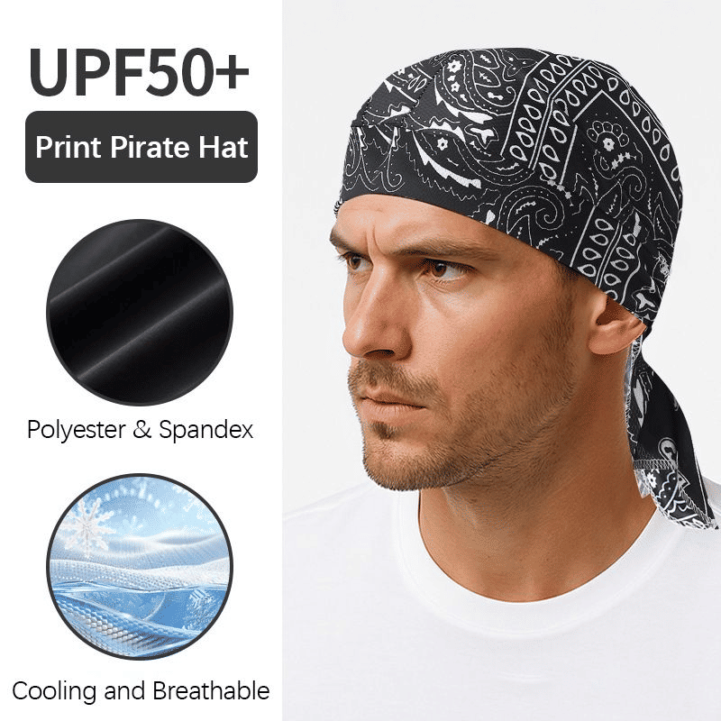 Men's Hip Hop Black Durag, Cuban Link Bracelet & Belt Chain Set