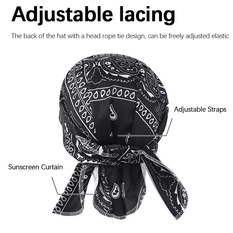 Men's Hip Hop Black Durag, Cuban Link Bracelet & Belt Chain Set