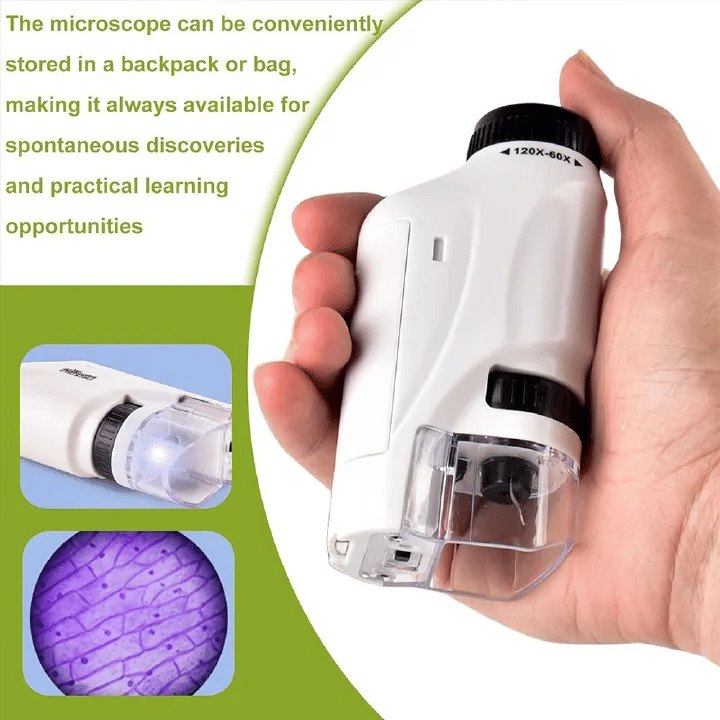 Generic Portable Optical Microscope 60X-120X Miniature LED Lab Tool