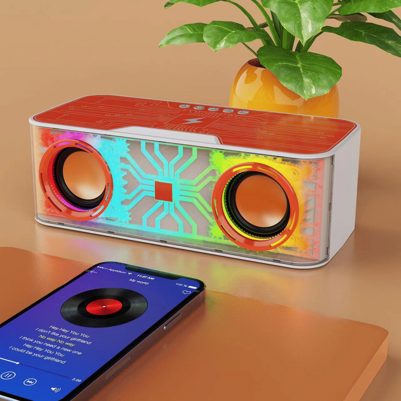 15W Bluetooth Speaker: Deep Bass, Wireless Charging, RGB Light, 5H Playtime