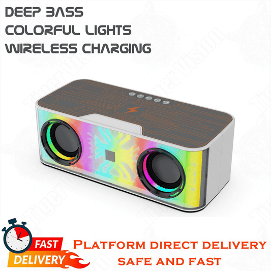 15W Bluetooth Speaker: Deep Bass, Wireless Charging, RGB Light, 5H Playtime