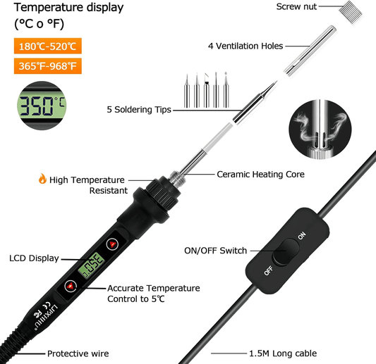 Generic 80W LCD Adjustable Soldering Iron Kit 13-in-1 Welding Tool