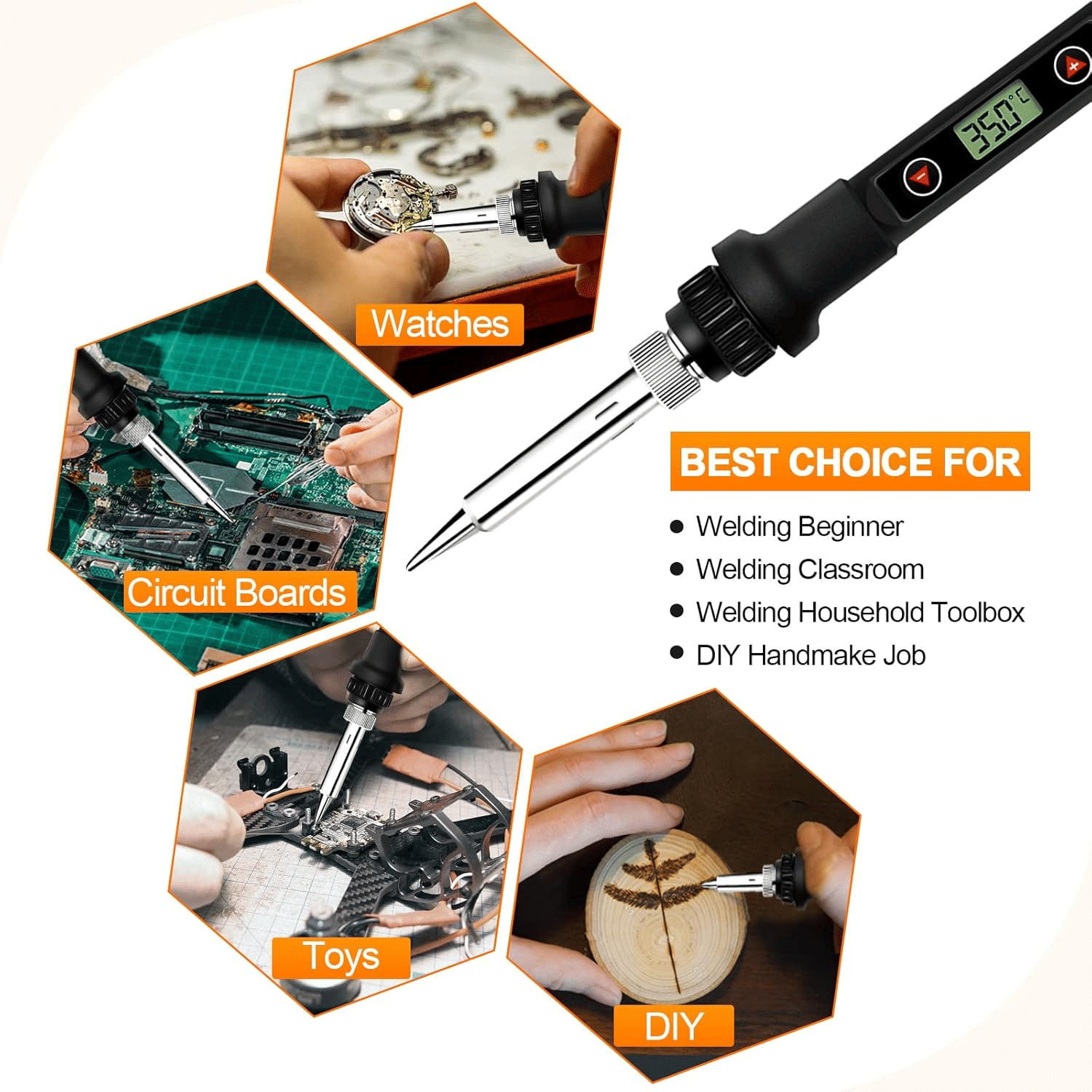Generic 80W LCD Adjustable Soldering Iron Kit 13-in-1 Welding Tool