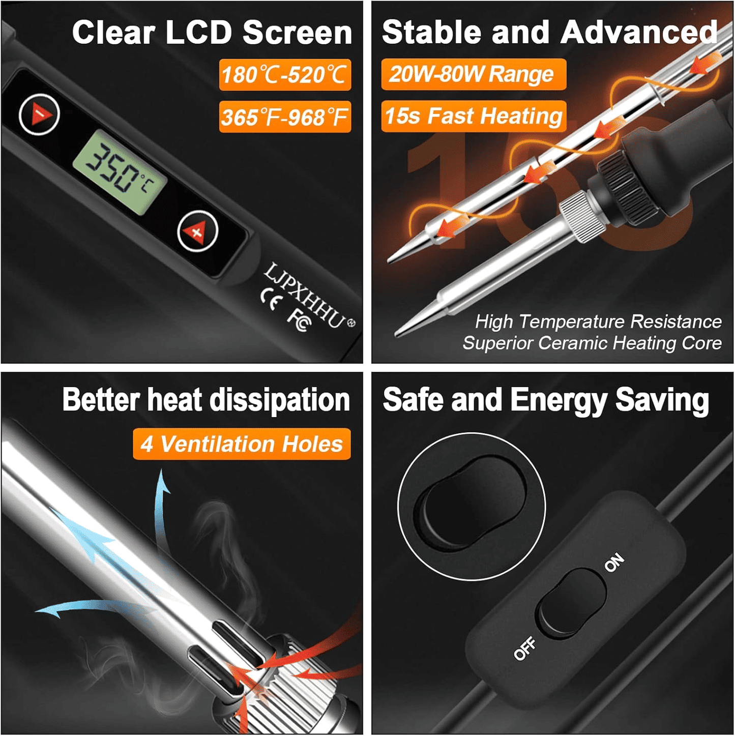 Generic 80W LCD Adjustable Soldering Iron Kit 13-in-1 Welding Tool