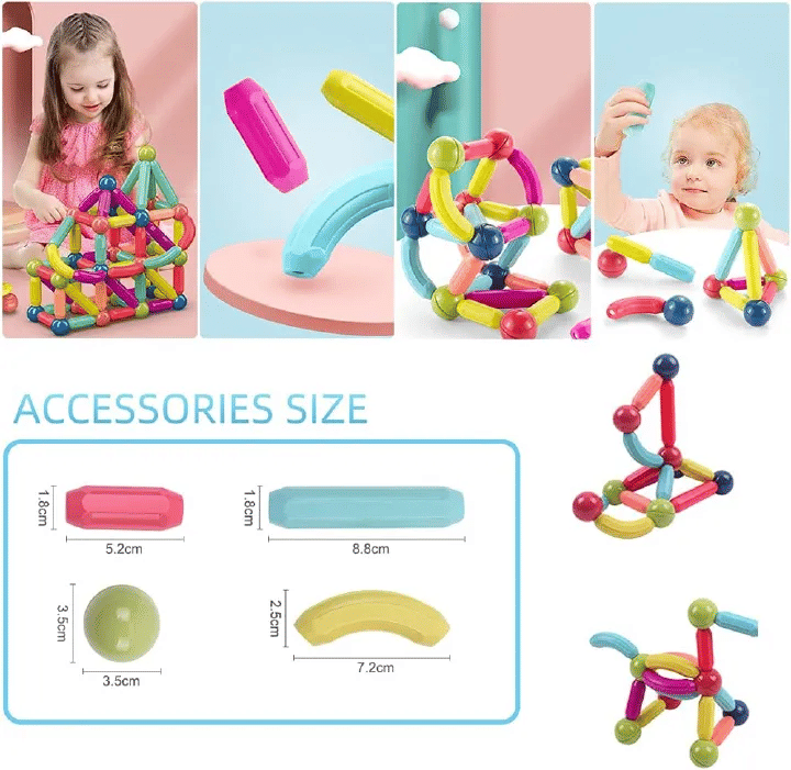 84-Piece Magnetic Building Balls and Rods STEM Construction Set