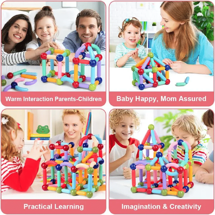 84-Piece Magnetic Building Balls and Rods STEM Construction Set