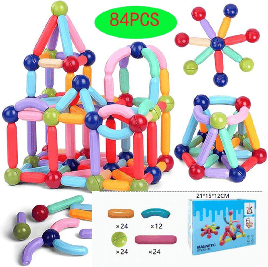 84-Piece Magnetic Building Balls and Rods STEM Construction Set