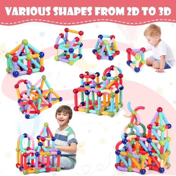 84-Piece Magnetic Building Balls and Rods STEM Construction Set