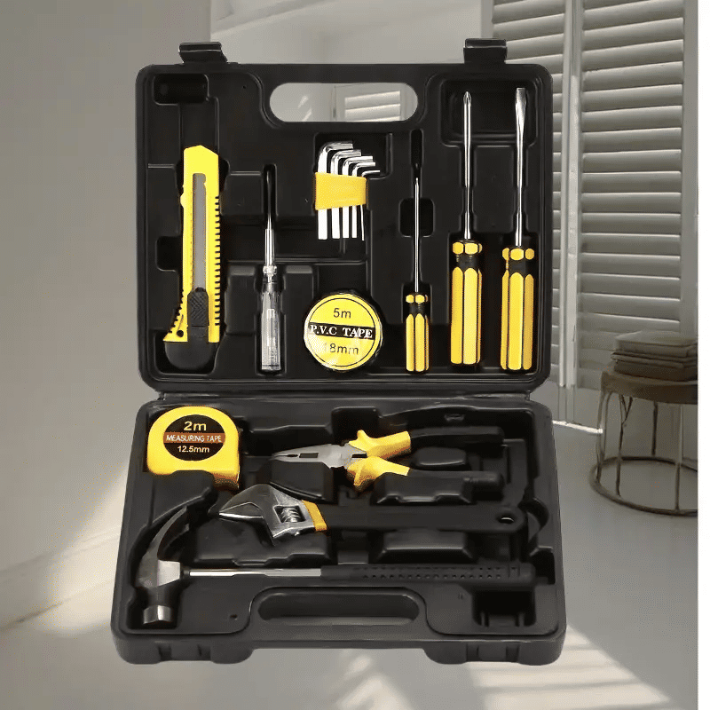16-Piece Household Tool Set with Wire Crimpers and Iron Handles