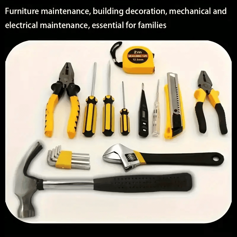 16-Piece Household Tool Set with Wire Crimpers and Iron Handles