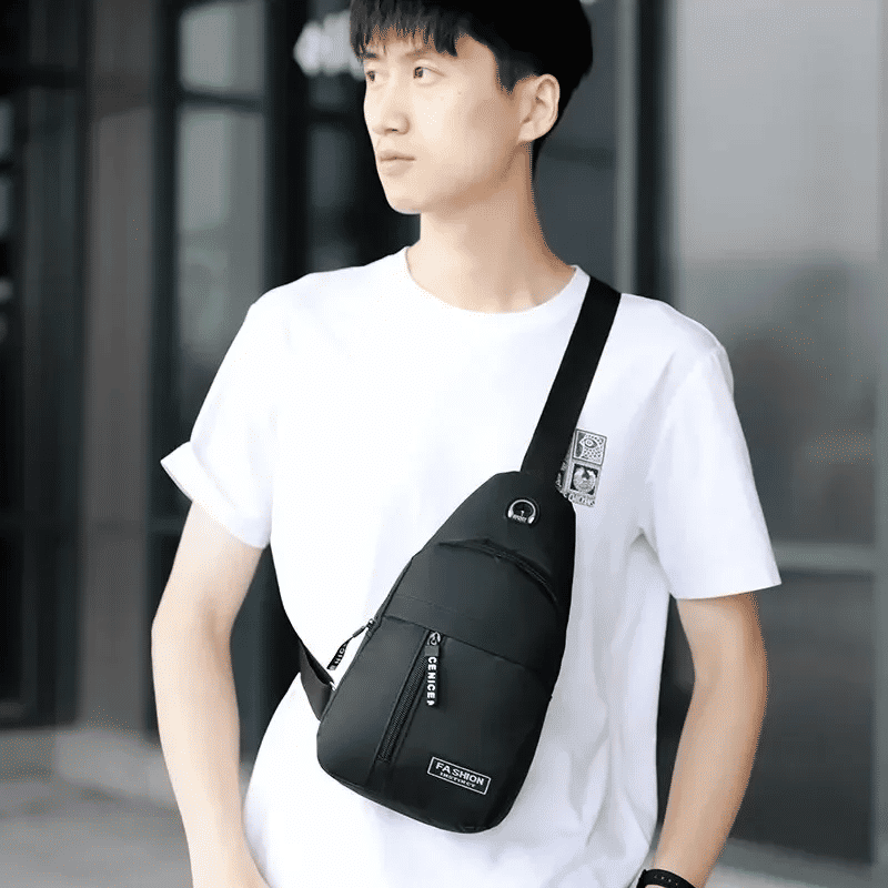 Men's Solid Color Casual Chest Bag - Outdoor Crossbody Sling Pack
