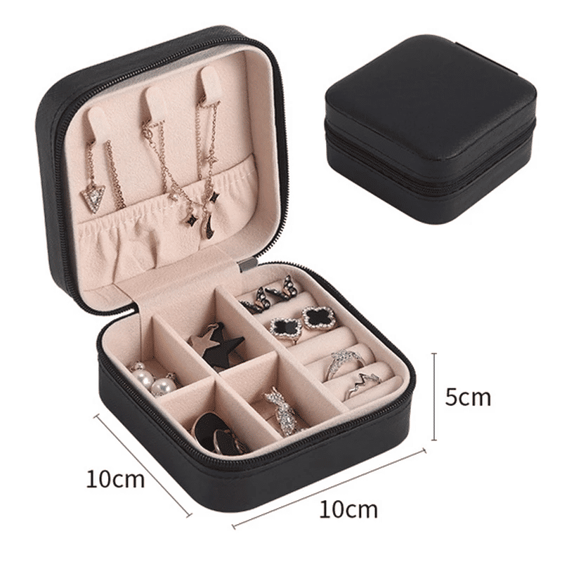 Portable PU Leather Mini Travel Jewelry Organizer for Rings, Earrings, Necklaces