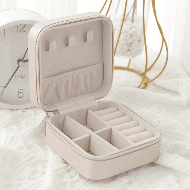 Portable PU Leather Mini Travel Jewelry Organizer for Rings, Earrings, Necklaces