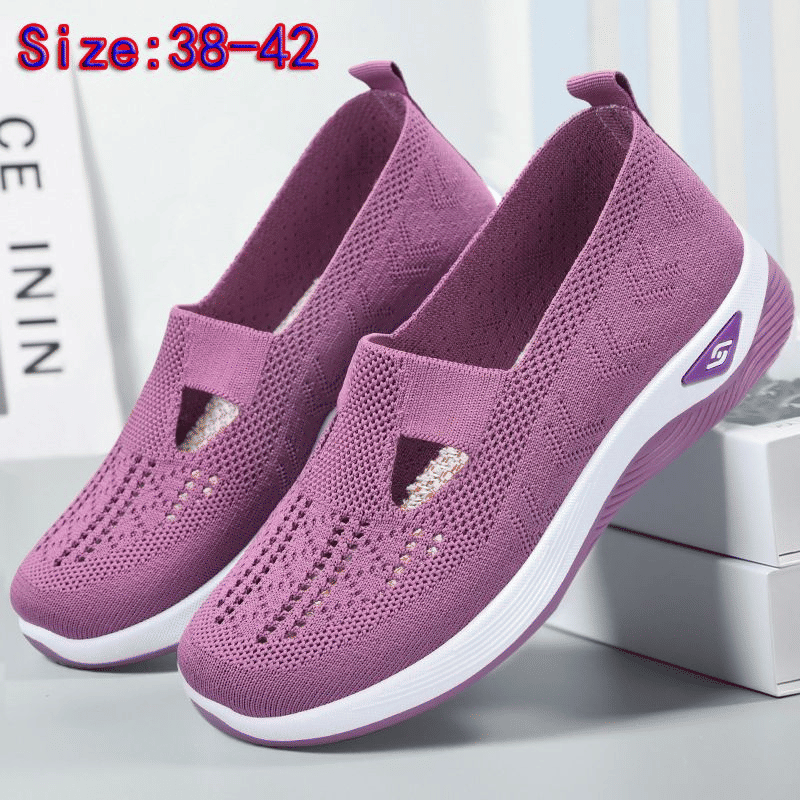 Thor Women's Lightweight Purple Running Shoes - Breathable Mesh Slip-On Athletic Sneakers