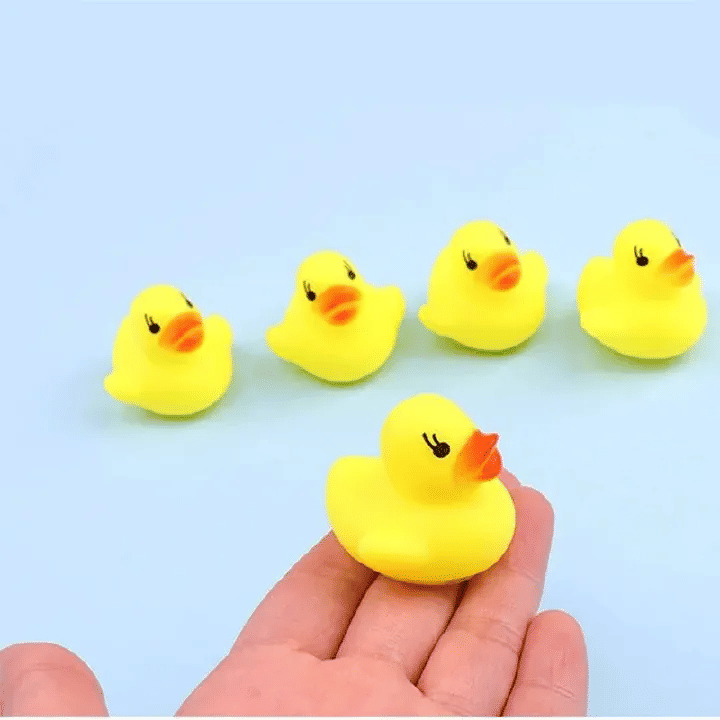 5PCS Rubber Squeaky Duck Bath Toy Set for Babies Yellow