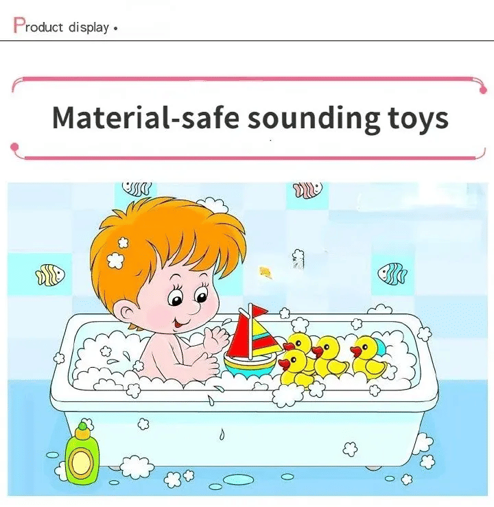 5PCS Rubber Squeaky Duck Bath Toy Set for Babies Yellow