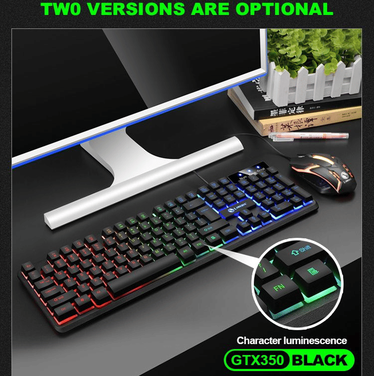 Luminous RGB Gaming Keyboard and Mouse Set | Mechanical Feel Esports Combo