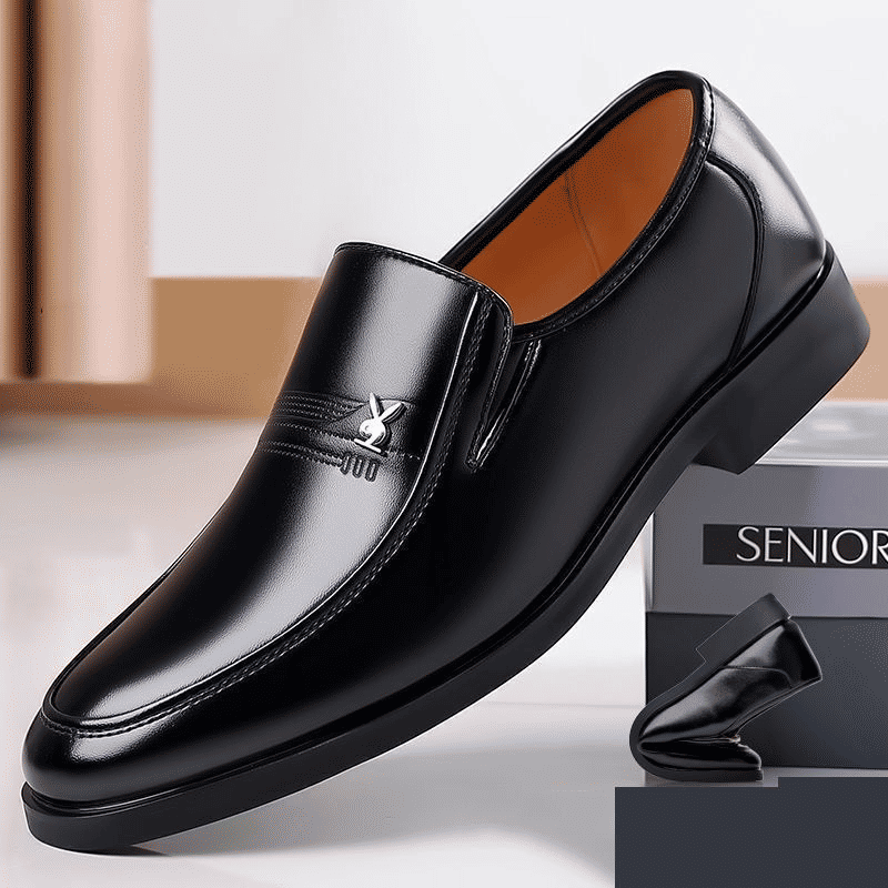 LifeCare Men's Black Slip-On Formal Oxfords – Artificial Leather Dress Shoes