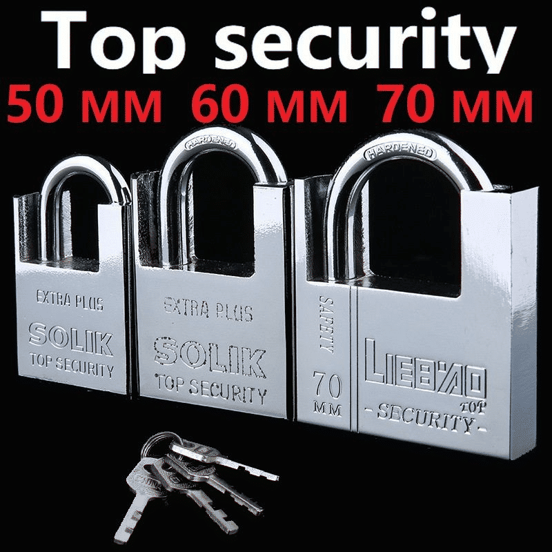 Generic Heavy Duty Stainless Steel Padlock 4 Keys 5cm/6cm