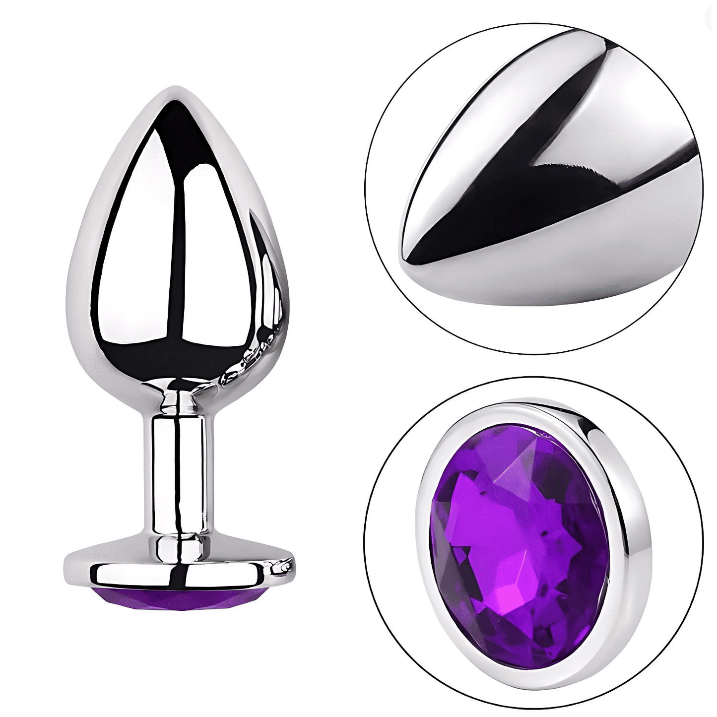 Premium Metal Anal Plug with Red Jewel Base - Unisex Adult Sex Toy