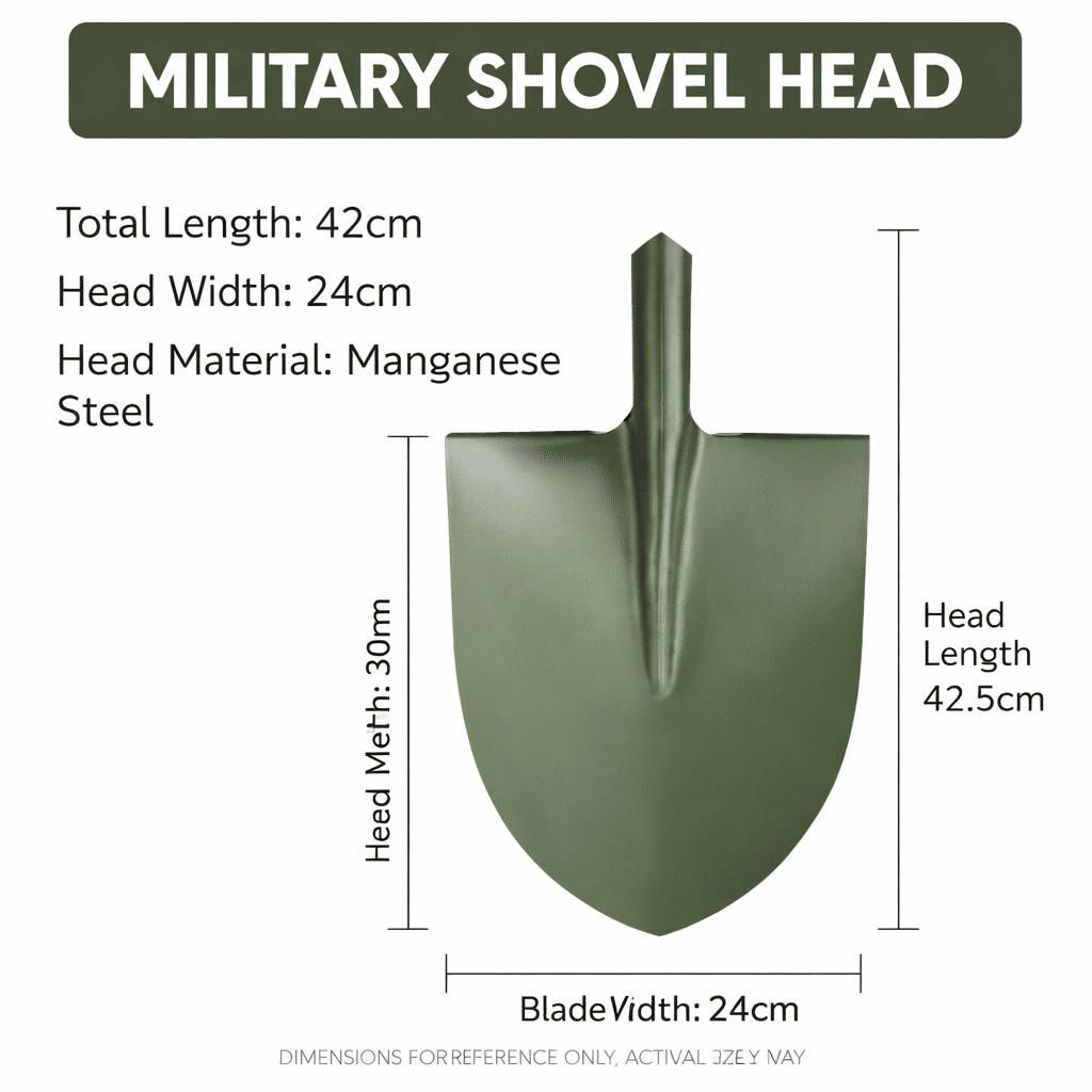 Heavy-Duty Military-Style Shovel Head Manganese Steel 42cm