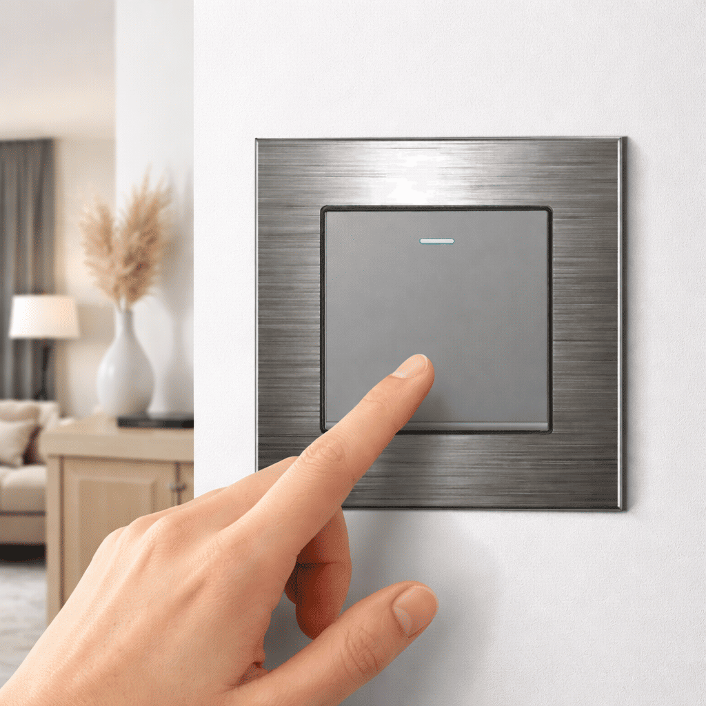 1 Gang 1 Way Stainless Steel Wall Switch Blue LED