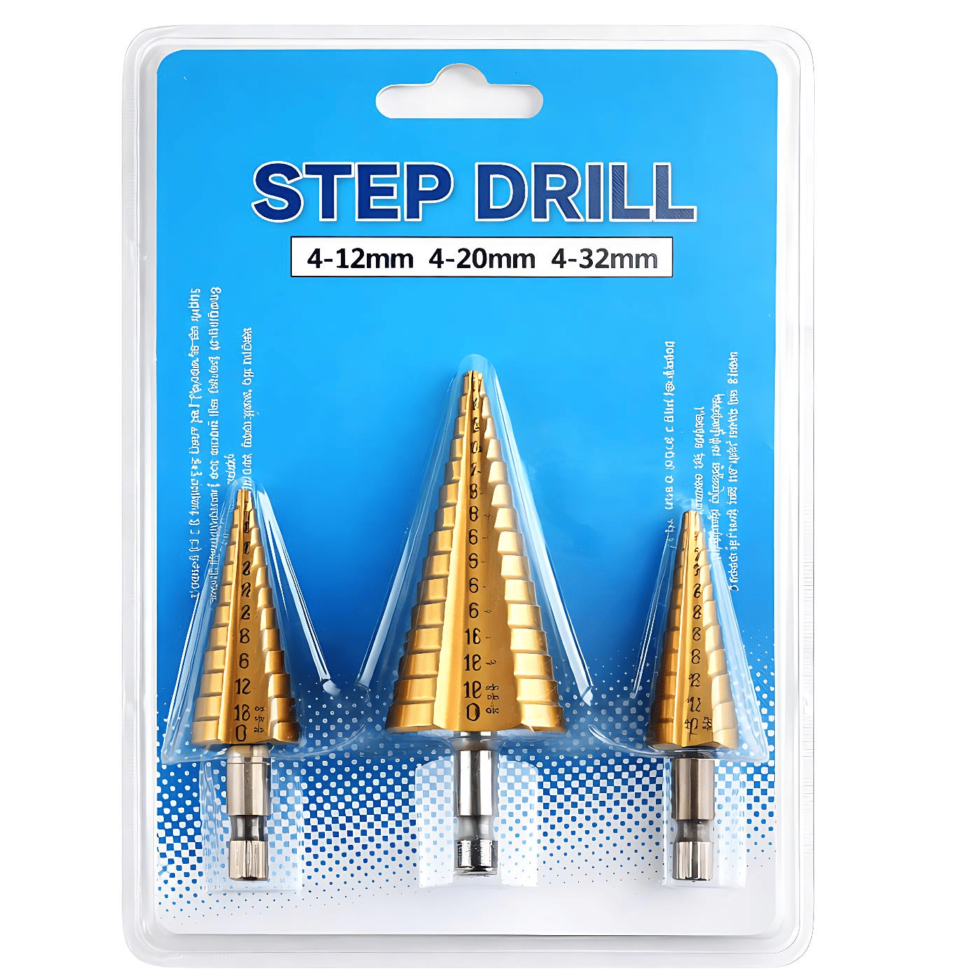 HSS Titanium Step Cone Drill Bit Set 3-Piece Hex Shank
