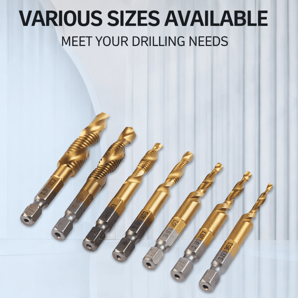 HSS Titanium Combination Drill Tap Set 6 PCS 1/4 inch Hex