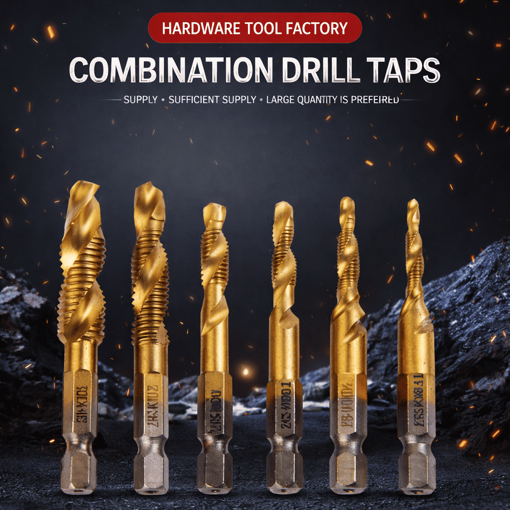 HSS Titanium Combination Drill Tap Set 6 PCS 1/4 inch Hex