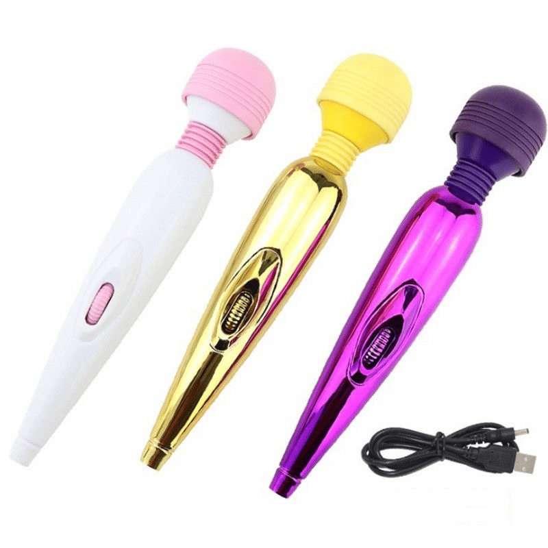 USB Rechargeable Strong Motion Vibrating Massage Wand for Adult Pleasure