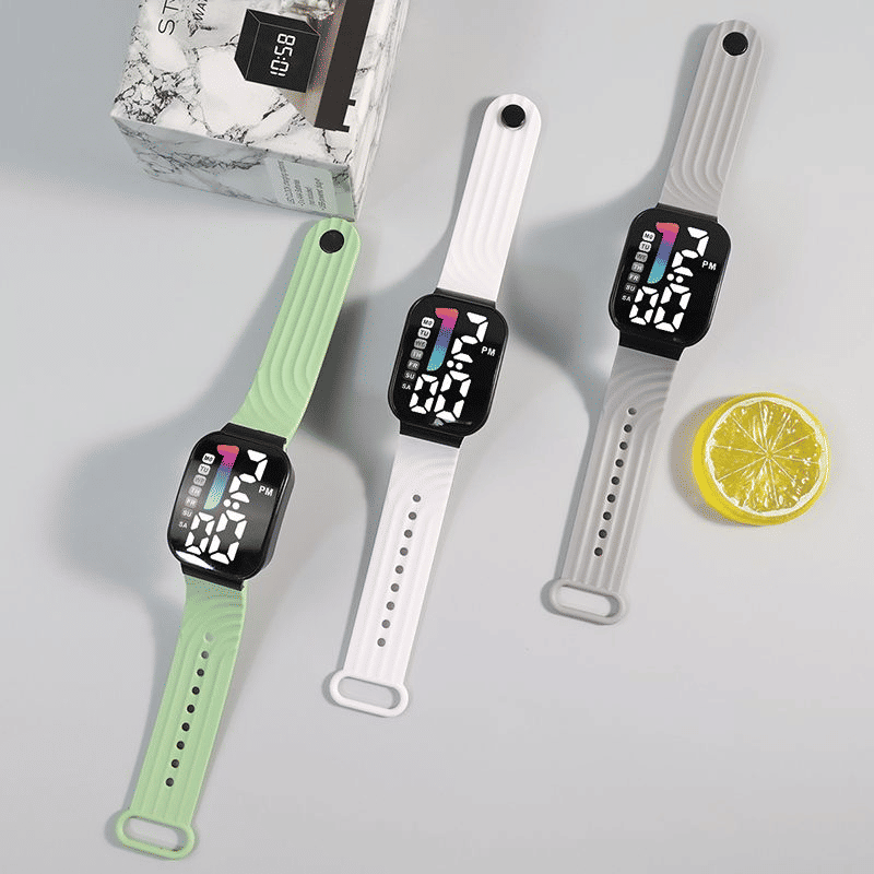 LED Digital Sports Watch Square Luminous Silicone Strap Casual Wristwatch