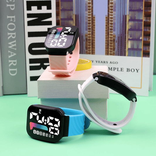 LED Digital Sports Watch Square Luminous Silicone Strap Casual Wristwatch