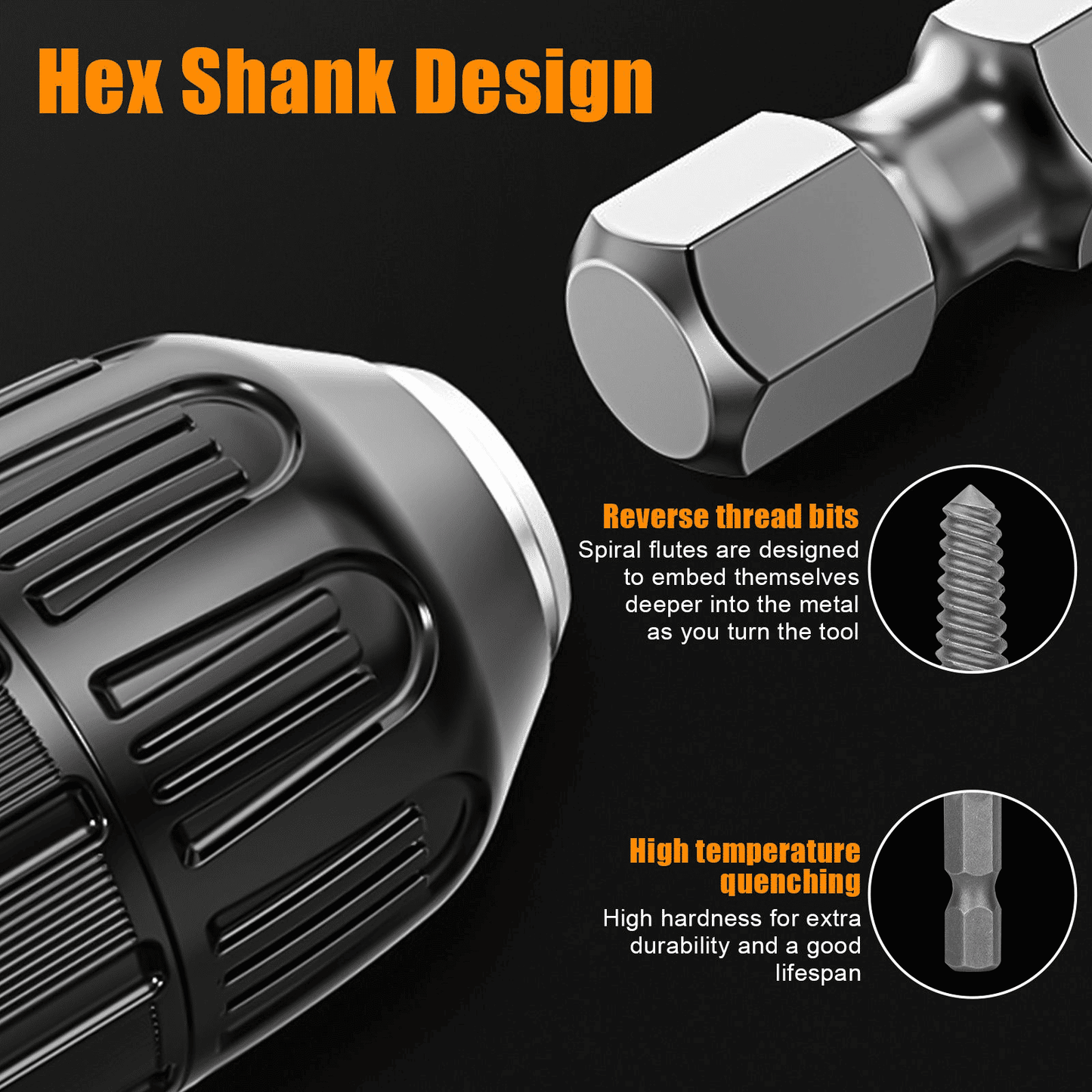 12Pcs Stud Screw Extractor Remover 1/4 Inch Hex Shank Set