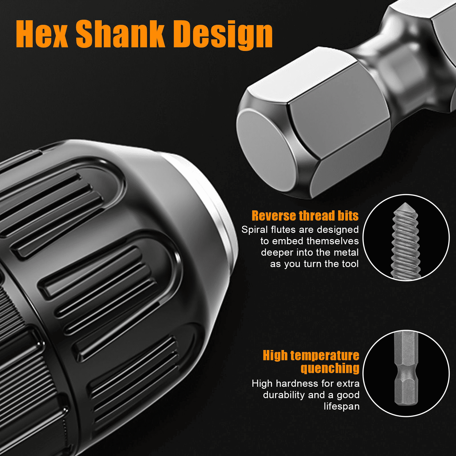 12Pcs Stud Screw Extractor Remover 1/4 Inch Hex Shank Set