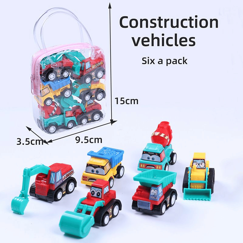 6-Piece Mini Engineering and Fire Engine Toy Car Set