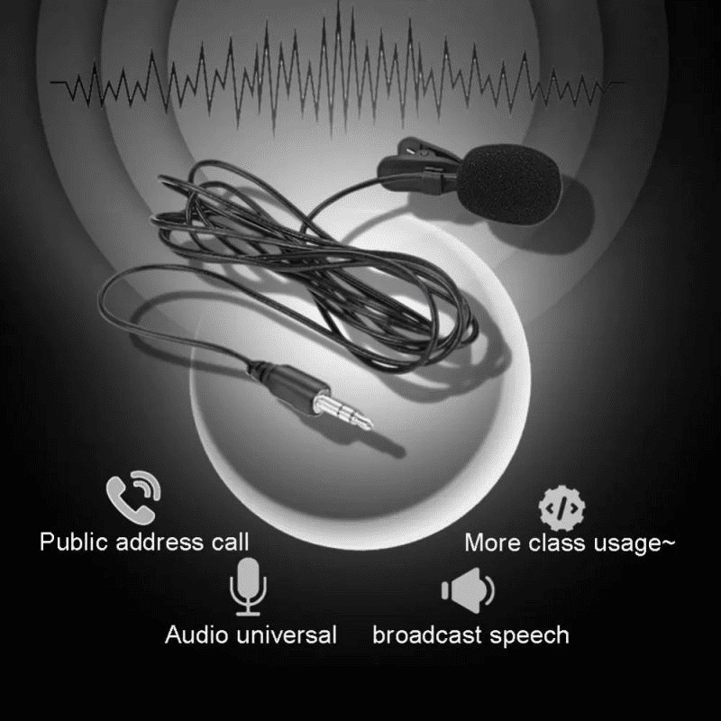 Portable Lapel Microphone Clip-on 3.5mm Jack 59-inch Cable for Speakers