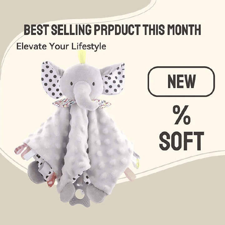 Elephant Baby Comforter Blanket with Rattle Soft Plush Sleeping Toy