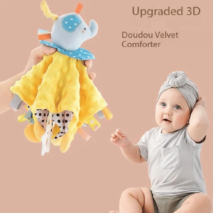 Elephant Baby Comforter Blanket with Rattle Soft Plush Sleeping Toy