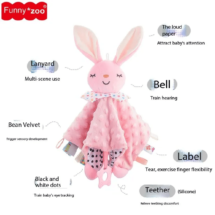 Elephant Baby Comforter Blanket with Rattle Soft Plush Sleeping Toy