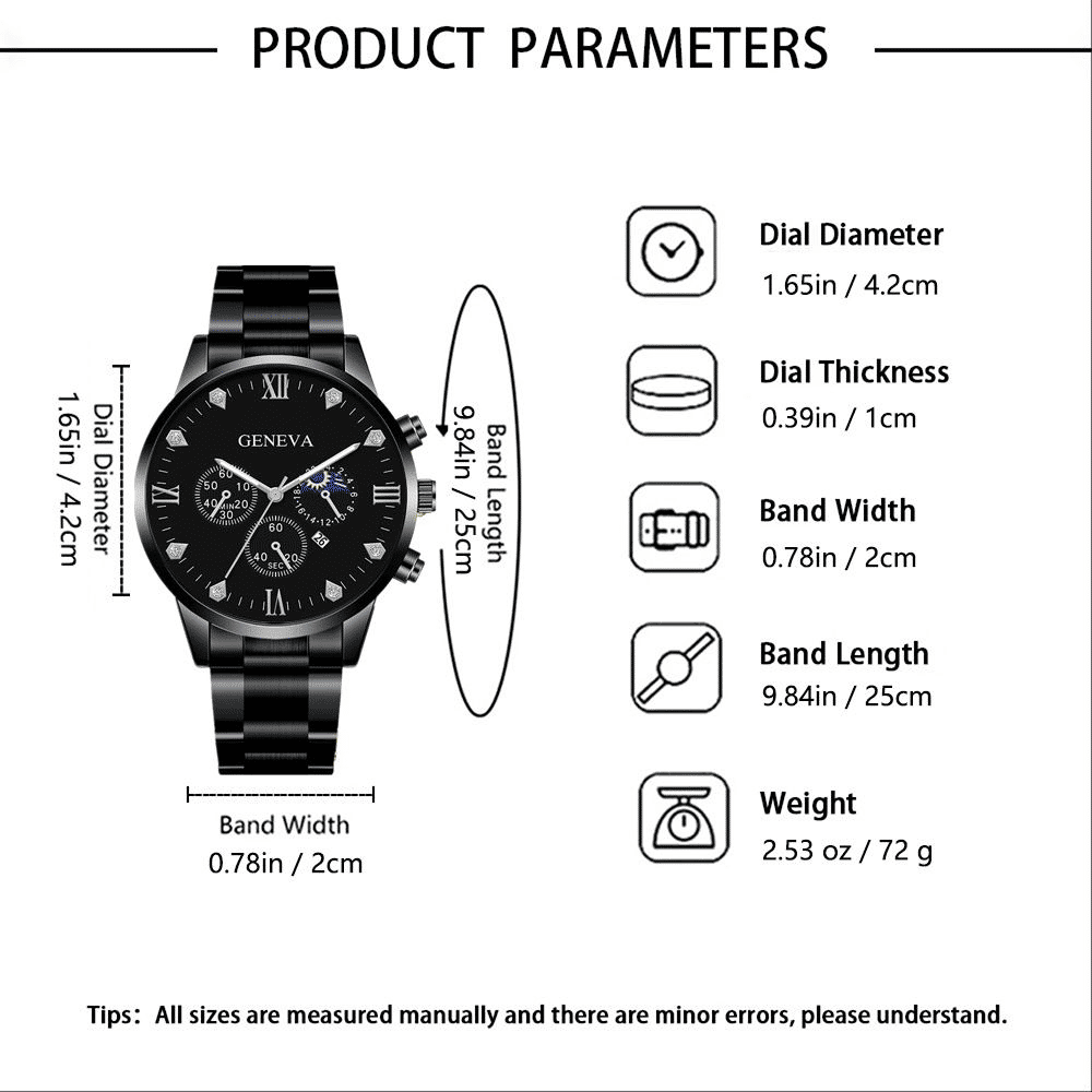 Men's Luxury Quartz Steel Strap Watch and Rudder Bracelet Set