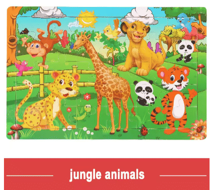 30-Piece Wooden Jigsaw Puzzle Educational Animal Vehicle Toy